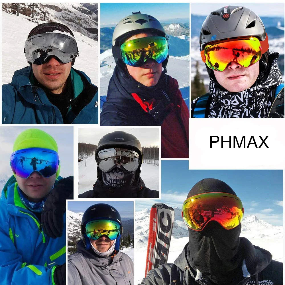 PHMAX Ski Goggles Double Layers UV400 Anti-fog Ski Glasses Skiing Mask Men Women Snow Goggles Pro Winter Snow Sports Goggles