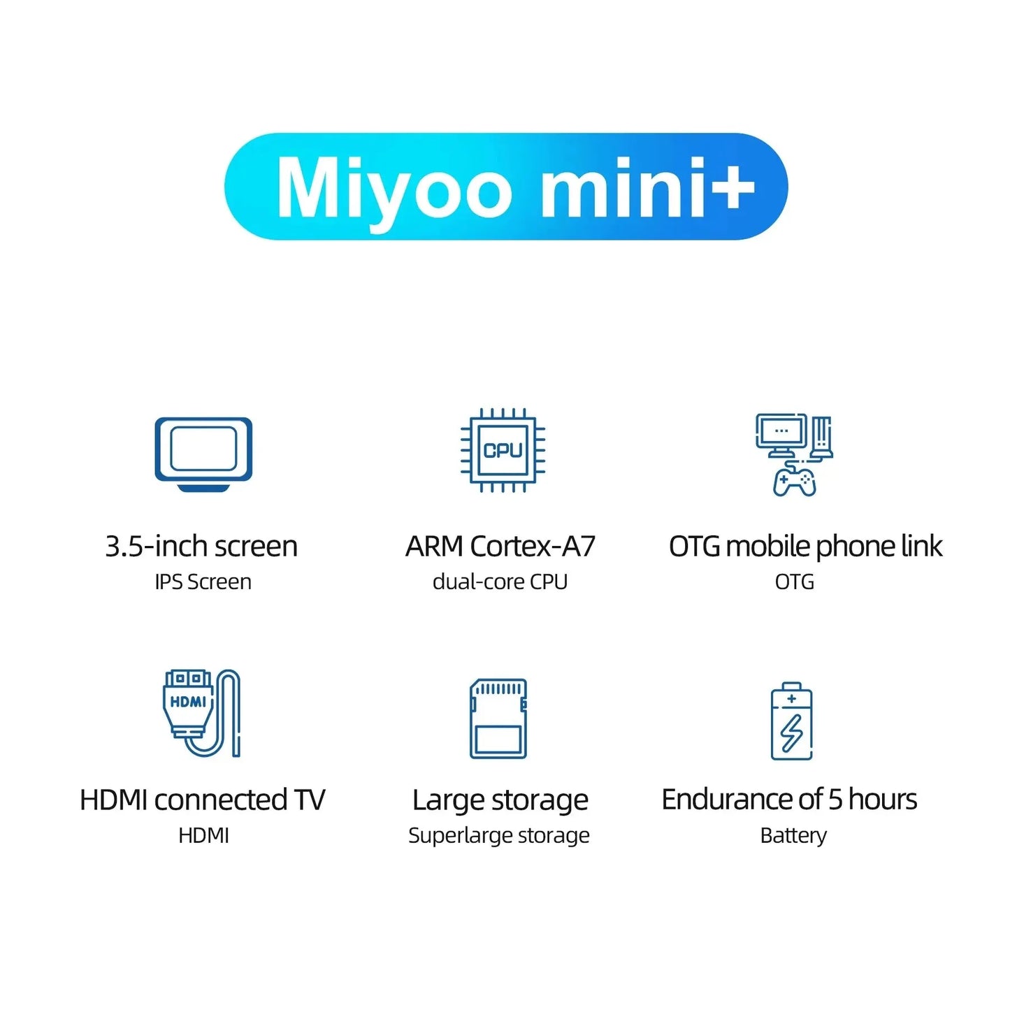 MIYOO Mini Plus Game Console 3.5Inch IPS Screen Retro Gaming Console 3000mAh Game Console Video Player for Miyoo Mini Plus V3