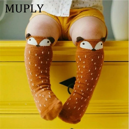 1 Pair Unisex Lovely Cute Cartoon Fox Kids baby Socks Knee Girl Boy Baby Toddler Socks animal infant Soft Cotton Socks Leg Warm