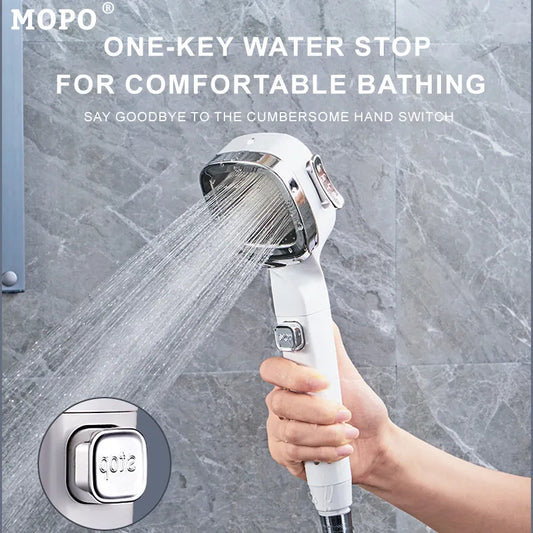 4 Mode High Pressure Shower Head One-key Stop Water Toothbrushes Head Water Saving Shower Head With Filter Bathroom Accessories