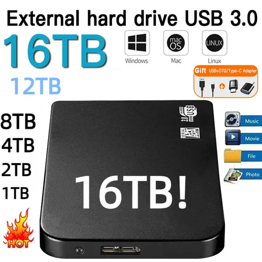 Original Hard Drive 2TB High-Speed SSD 1TB Portable External Hard Disk USB 3.0 Interface Solid-state Disk for Laptop/desktop/mac